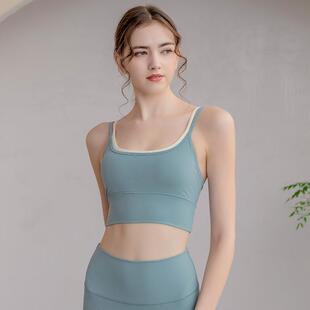 新款跑步无袖吊带防震内衣美背健身撞色上衣运动紧身瑜伽文胸女