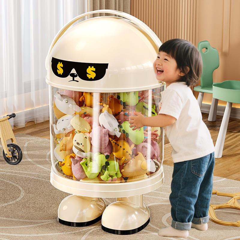 娃娃收纳桶大容量放玩偶公仔透明筒创意加厚整理毛绒玩具收纳神器