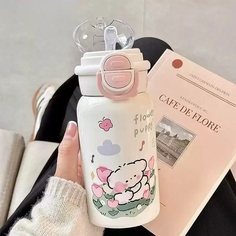 水杯女生新款学生上学专用可携式高颜值大容量吸管塑料杯子