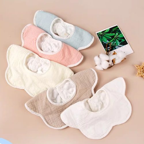 口水巾婴儿男孩纱布豆豆绒婴儿围嘴纯棉宝宝纯棉秋冬加厚新生围兜