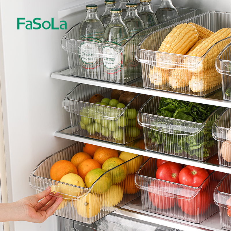 FaSoLa 4个小号抽屉式冰箱收纳盒食品级保鲜盒厨房蔬菜水果储物盒