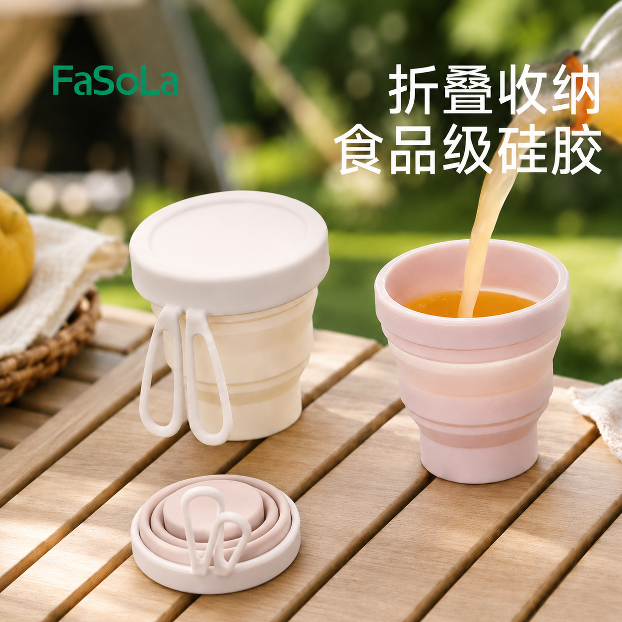 FaSoLa便携式折叠杯食品级硅胶杯子压缩水杯旅行随身刷牙杯漱口杯