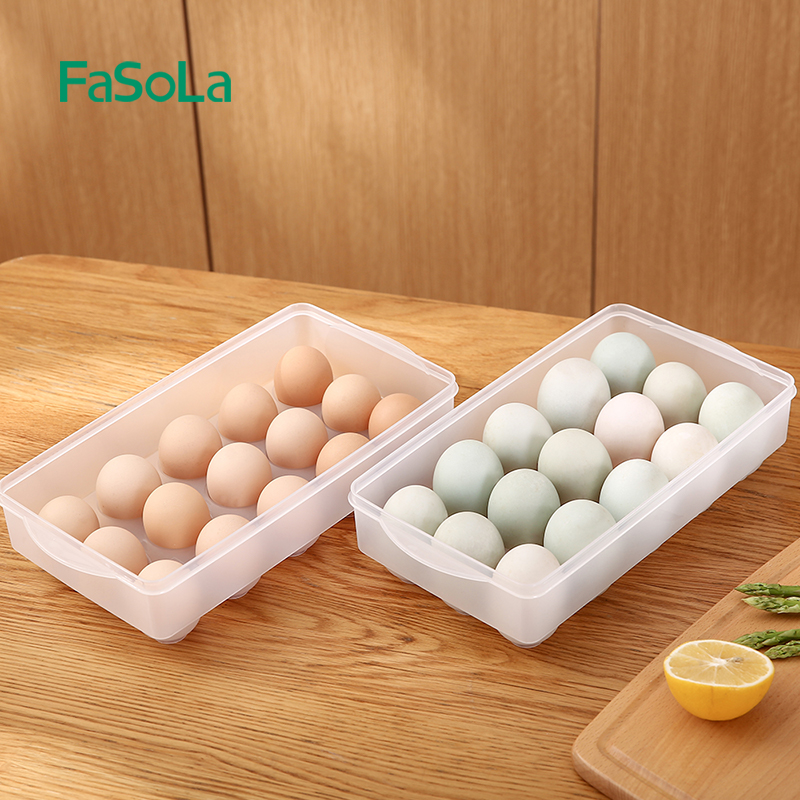 FaSoLa冰箱保鲜鸡蛋盒厨房家用加厚收纳盒放鸡蛋防震防尘带盖盒子