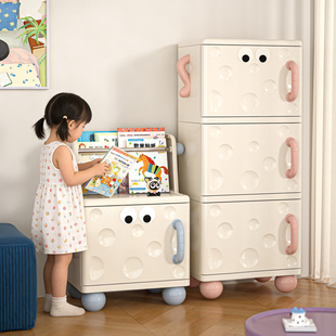 玩具收纳箱创意卡通儿童房床头柜卧室多功能带绘本书架整理储物箱