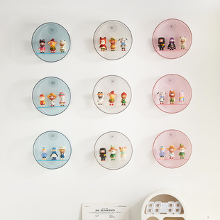 盲盒展示架收纳壁挂式 泡泡玛圆形特展示盒公仔摆件挂墙透明亚克力