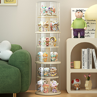 旋转盲盒收纳展示架手办公仔多层防尘展示柜泡泡玛亚克力特展示盒