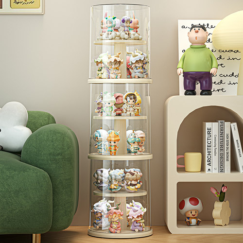 旋转盲盒收纳展示架多层防尘