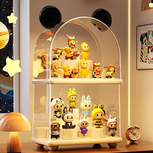 星星人盲盒收纳展示架积木透明亚克力防尘泡泡玛特手办展示盒柜子