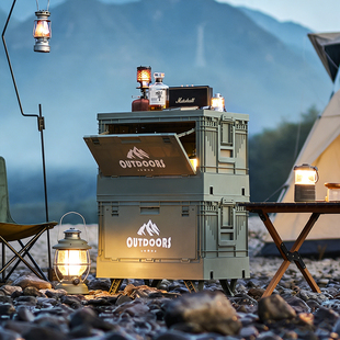 露营收纳箱车载野营储物箱户外折叠旅行野餐置物箱汽车后备整理箱