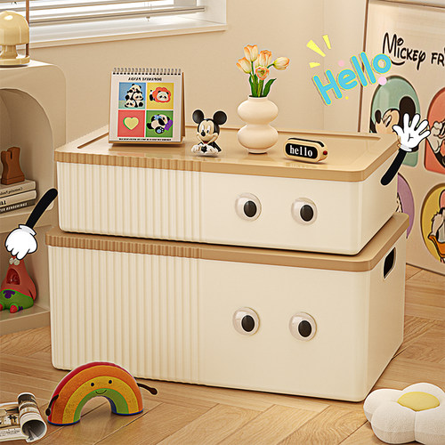 收纳箱带盖卡通收纳盒玩具整理箱