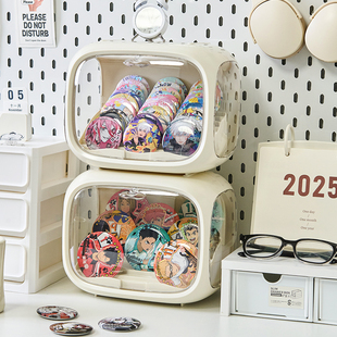 吧唧收纳盒太空舱阶梯式 亚克力桌面展示架徽章谷子动漫周边展示盒