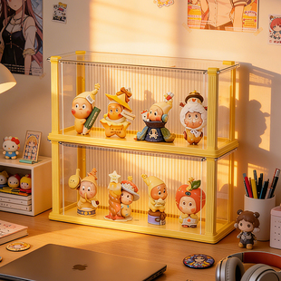 星星人盲盒收纳展示架摆件透明防尘亚克力适用泡泡玛特手办展示盒