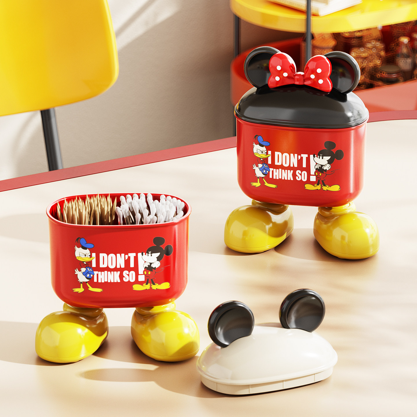 米奇牙签盒轻奢高级可爱创意棉签盒新款高颜值家用竹签牙线收纳盒,收纳整理,牙签盒,淘宝优惠券,粉丝福利购,淘宝优惠卷