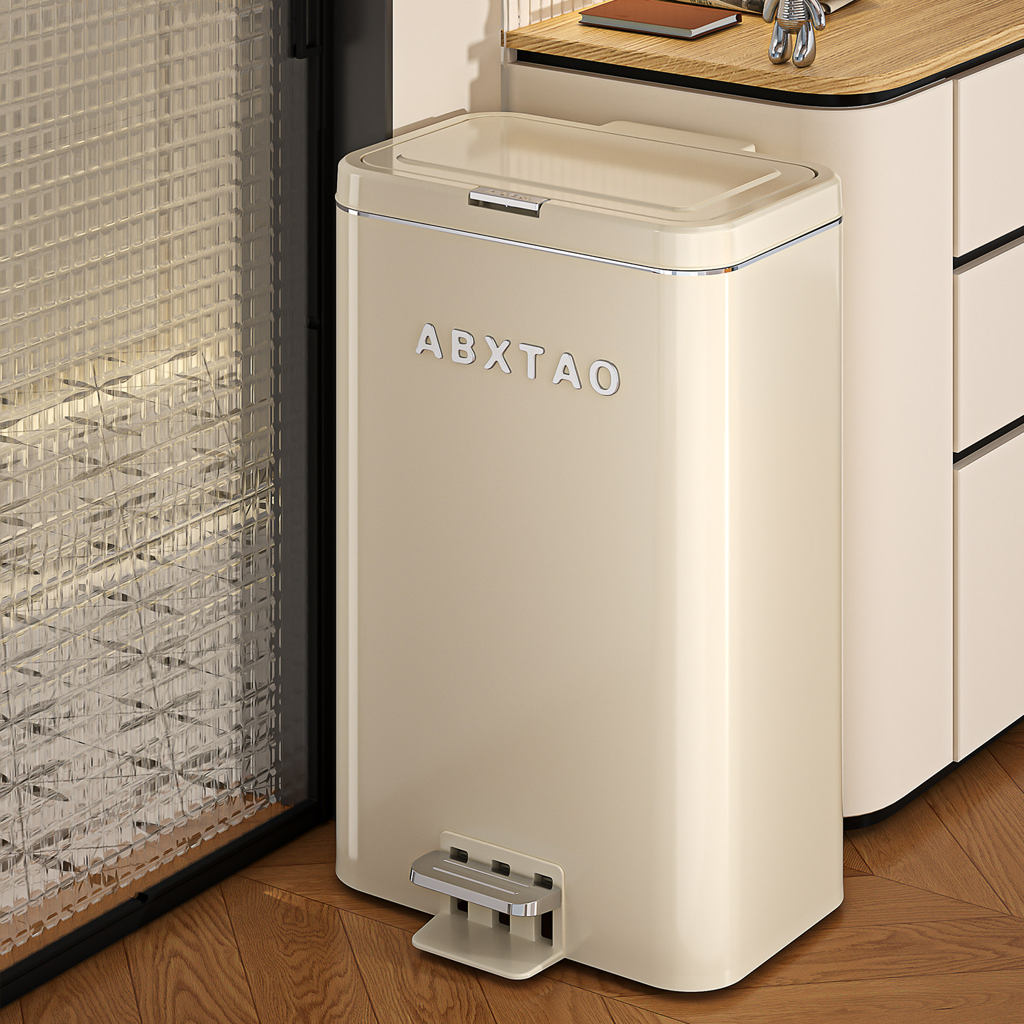 厨房碳钢垃圾桶家用2025新款专用大号大容量客厅卫生间高颜值纸篓