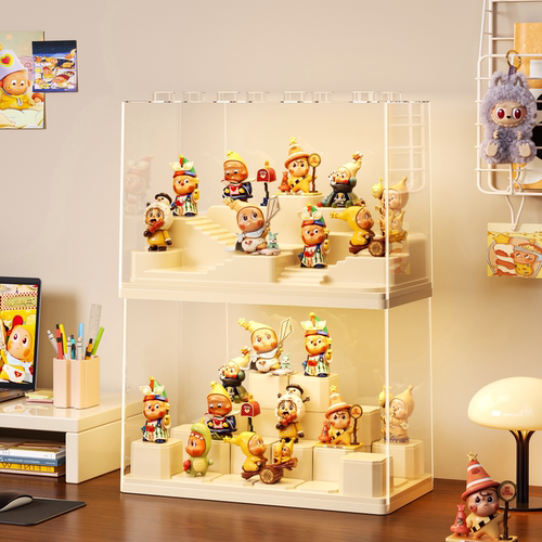星星人盲盒收纳展示架积木DIY透明防尘亚克力泡泡玛特手办展示盒