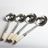 加厚6两厨师勺8两手勺不锈钢炒勺长柄打汤勺颠勺厨师汤壳炒菜大勺