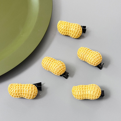 简约可爱发夹侧边夹子仿真花生个性趣味食玩发卡碎发夹一字夹头饰