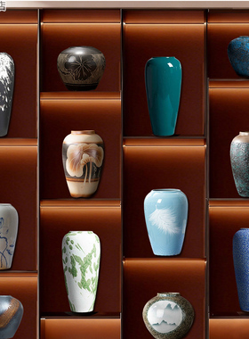 新中式陶瓷花瓶摆件茶室酒店会所客厅书房装饰品古典花器家居饰品