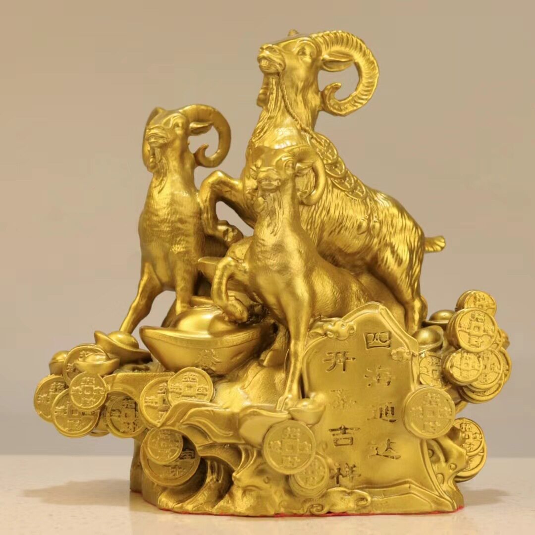 黄铜三羊开泰摆件铜领头羊家居客厅办公室装饰品生肖羊工艺品摆件