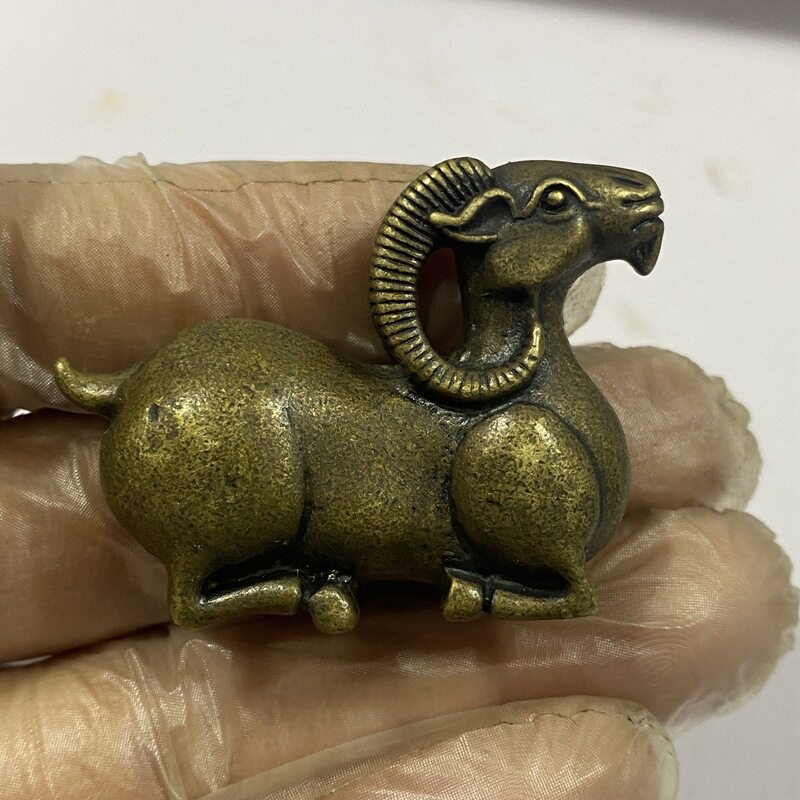 黄铜山羊毛笔架仿古书法实用笔搁摆件镇纸压纸小号卧羊