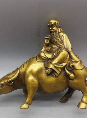 复古铜老君骑牛老子出关铜太上老君铜像纳福家居装饰摆件