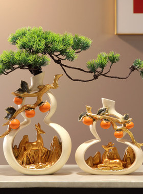 树脂装饰新中式玄关祝福花瓶摆件