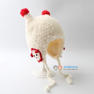 秋冬新款卡通蛋仔宝宝帽子小孩系绳保暖毛绒帽儿童护耳防风帽