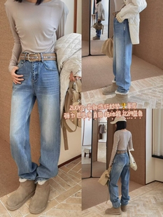 左一3z219新款单层弹力显瘦窄腿拖地裤牛仔裤小个子女