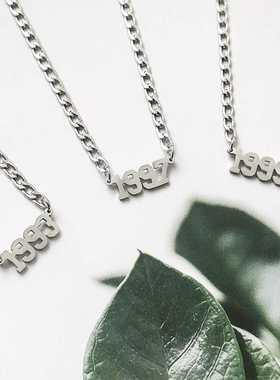 英国neckontheline银色年份数字项链女简约短款锁骨链叠戴颈链潮