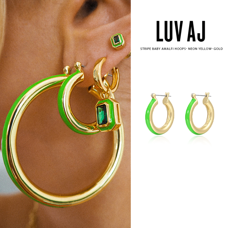 荧光绿圈圈耳环甜酷辣妹风耳饰