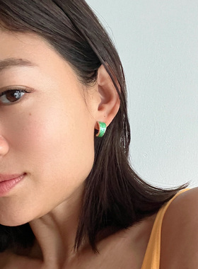 LHWindsor温莎珠宝绿意生机耳环女小众独特绿色耳饰金张婧仪同款