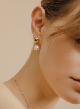 法国Louise Damas耳环小众法式设计冷淡风巴洛克天然淡水珍珠耳饰