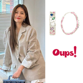 Oups 镶钻圆形耳环沈梦辰同款 原创设计师甜美气质银色圈圈耳饰潮