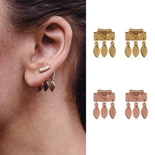 LUVAJ树叶流苏耳钉耳环欧美冷淡风简约耳骨钉叠 studio lemon tea