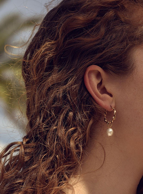 法国Louise Damas圆圈珍珠耳环法式小众巴洛克风格气质耳饰