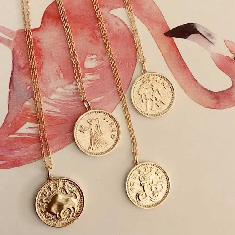 lhwindsor温莎十二星座金币项链