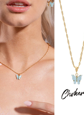 lemon tea studio蝴蝶项链Chvker多色百搭仙女项链ins甜美锁骨链