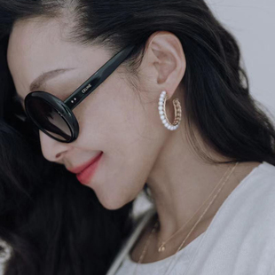 LHWindsor温莎珠宝珍珠大圈圈耳环女简约欧美小众百搭耳饰 现货