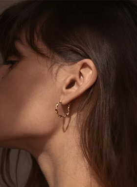 Louise Damas麻花圆圈耳环欧美素圈扭纹大圈圈莫比乌斯环耳饰简约