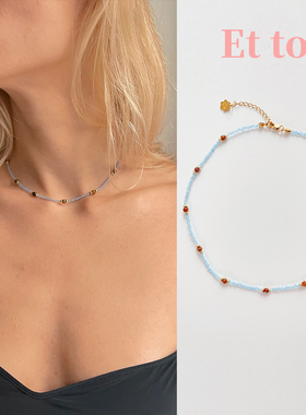 La maison et toi彩色水晶串珠项链女法式轻奢小众高级感锁骨链