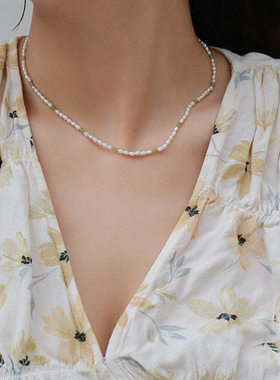 MINT THERAPY绿色猫眼石珍珠项链女轻奢小众原创气质彩色串珠颈链