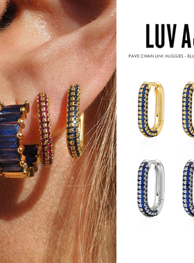 LUVAJ蓝色几何方形耳环女美式复古多巴胺耳扣2024年新款耳圈