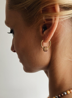 lamaison et toi小蛮腰耳环圈圈一款两戴耳饰女镶钻耳圈彩色单只