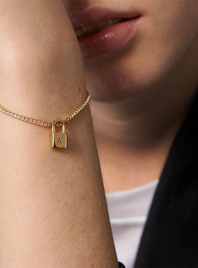 西班牙PD Paola锁头手链女简约冷淡风银镀18K金ins小众设计现货