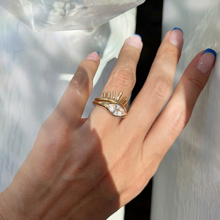 LHWindsor温莎珠宝长睫毛眼睛组合戒指女叠戴复古小众指环可调节