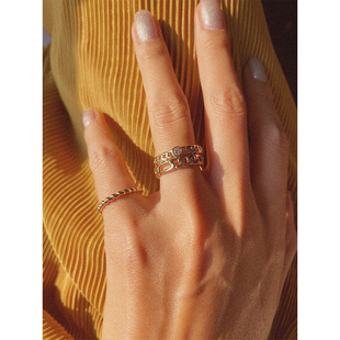 LHWindsor温莎珠宝组合戒指套装 可调节开口冷淡风叠戴食指指环