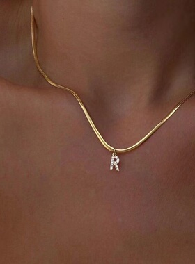 neckontheline镶钻字母项链欧美ins风简约百搭短款颈链细蛇骨链