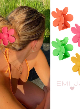 美国Emi-Jay大号花朵发夹女夏可爱少女丸子头抓夹鲨鱼夹发抓