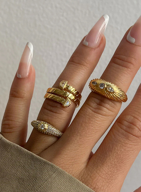 luv aj璀璨图章戒指女小众设计高级感密镶满钻摇滚辣妹设计师饰品