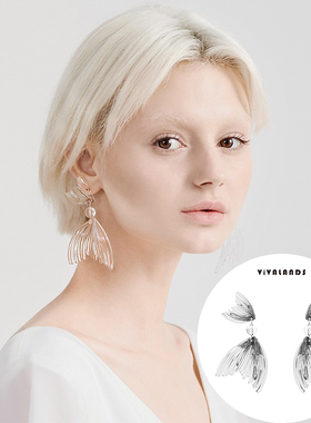 Vivalands小众设计师透明美人鱼尾长款耳环2023新款独特个性耳饰